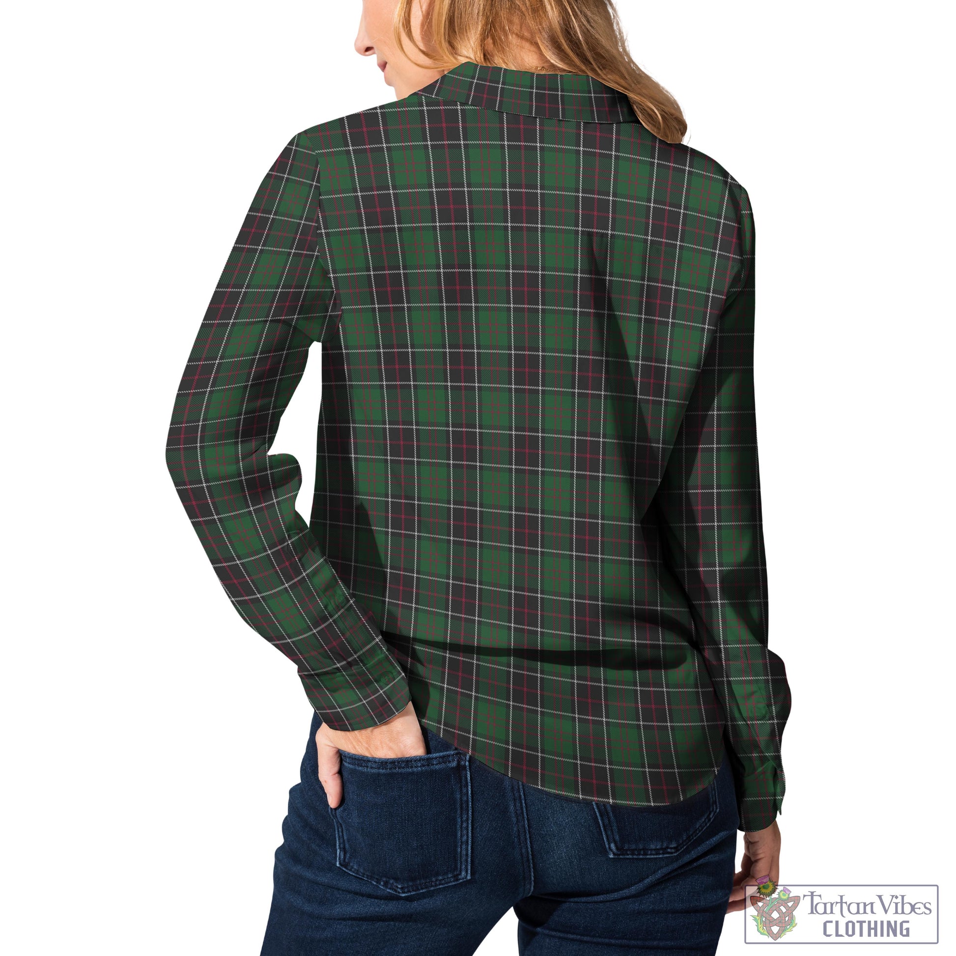 Tartan Vibes Clothing Sinclair Hunting Tartan Womens Casual Shirt with Family Crest