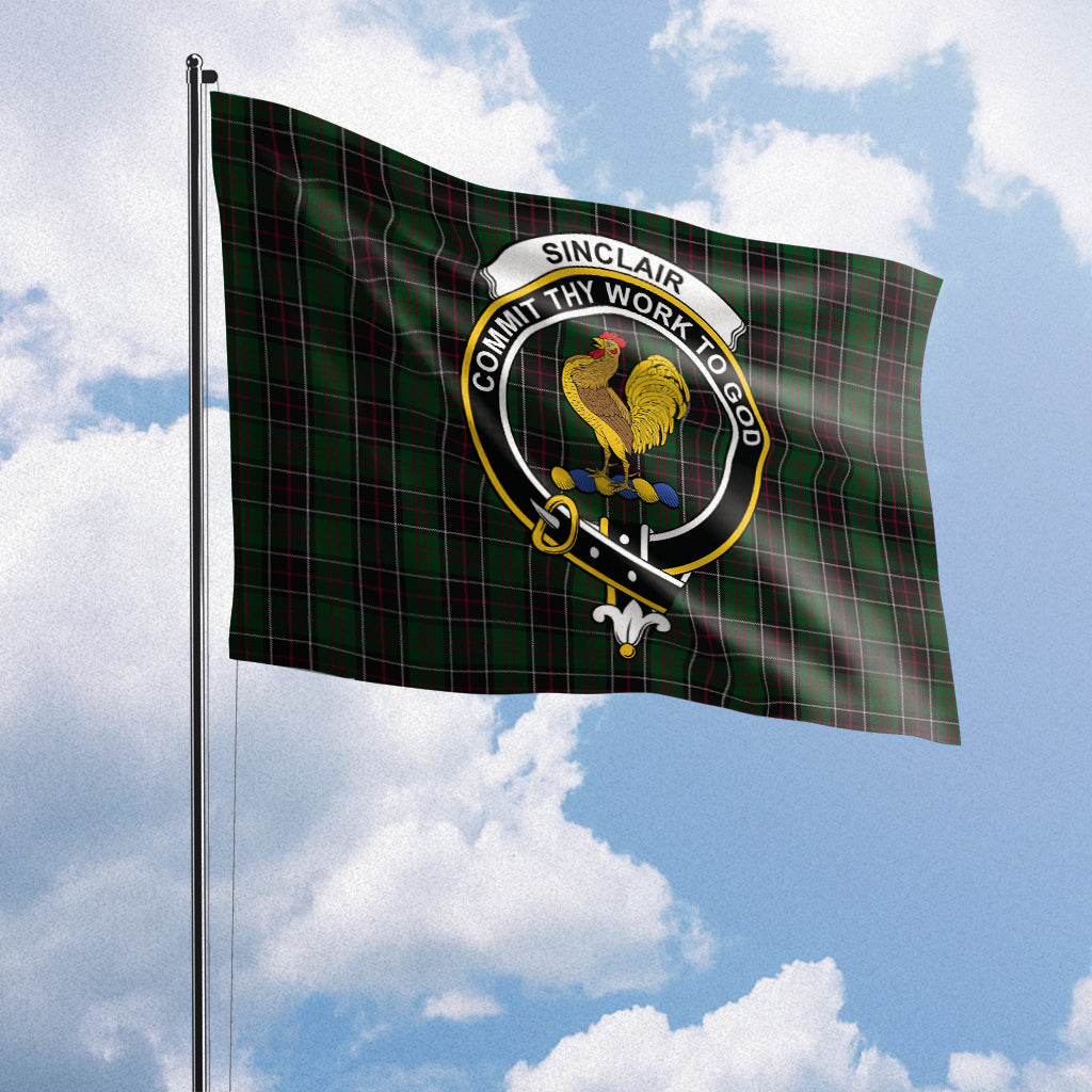 sinclair-hunting-tartan-flag-with-family-crest