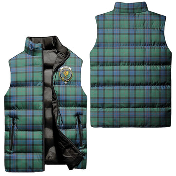 Sinclair Hunting Ancient Tartan Sleeveless Puffer Jacket with Family Crest