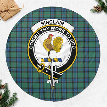 Sinclair Hunting Ancient Tartan Christmas Tree Skirt with Family Crest