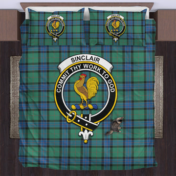Sinclair Hunting Ancient Tartan Bedding Set with Family Crest