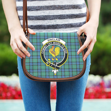Sinclair Hunting Ancient Tartan Saddle Bag with Family Crest