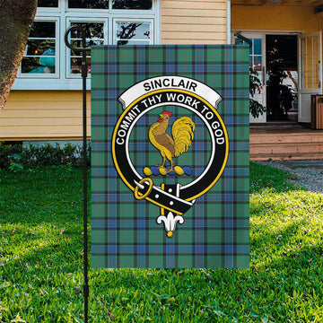Sinclair Hunting Ancient Tartan Flag with Family Crest