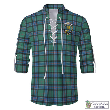 Sinclair Hunting Ancient Tartan Men's Scottish Traditional Jacobite Ghillie Kilt Shirt with Family Crest