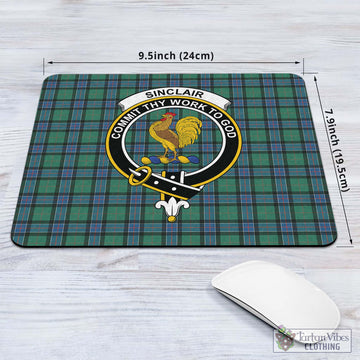 Sinclair Hunting Ancient Tartan Mouse Pad with Family Crest