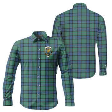 Sinclair Hunting Ancient Tartan Long Sleeve Button Up Shirt with Family Crest