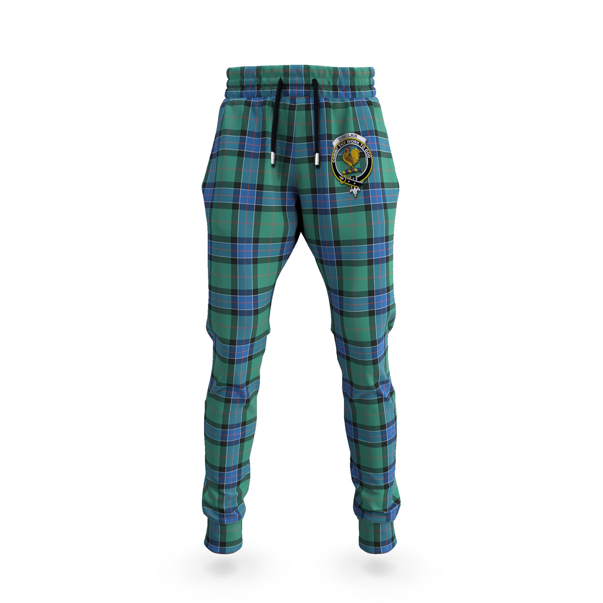 Sinclair Hunting Ancient Tartan Joggers Pants with Family Crest - Tartanvibesclothing Shop