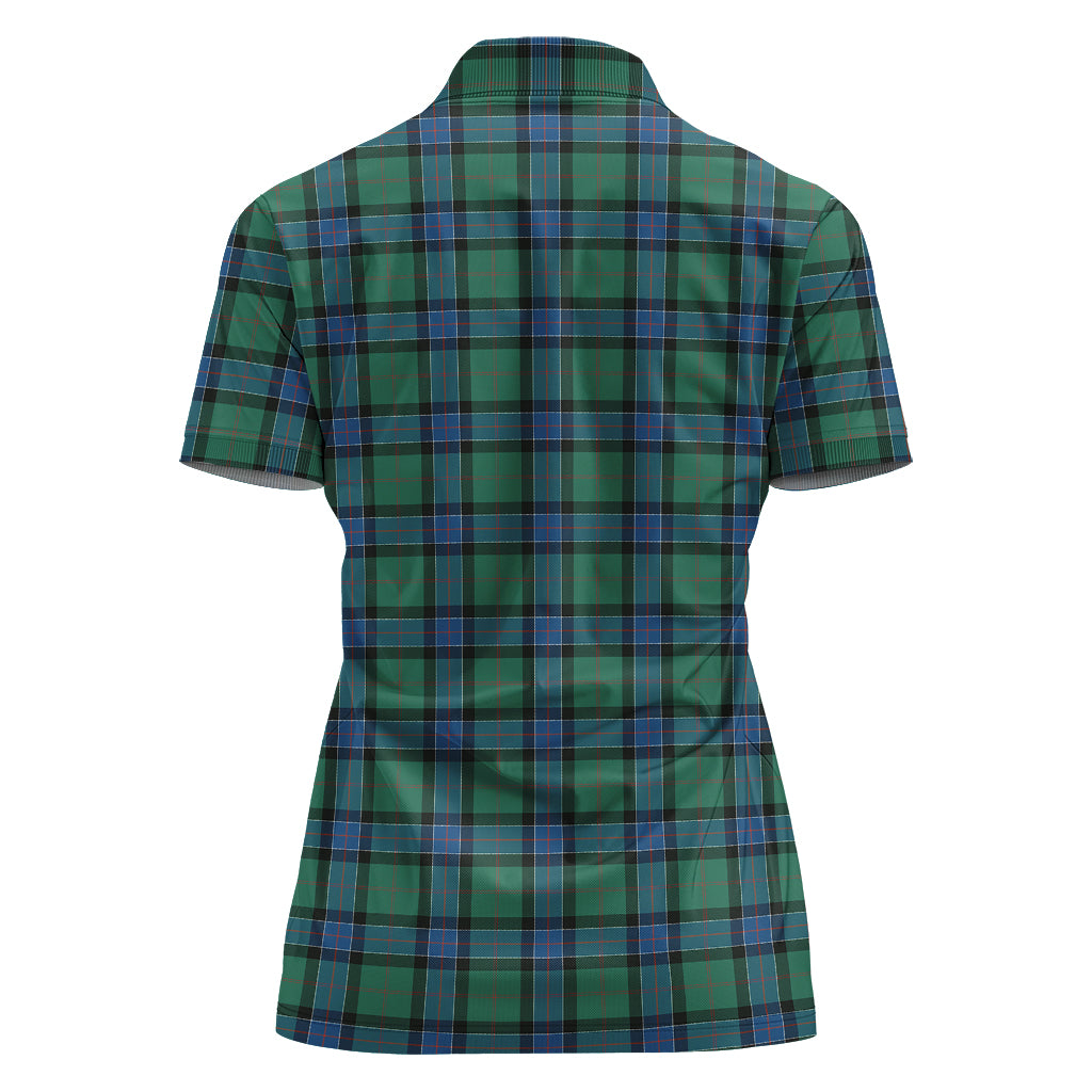 sinclair-hunting-ancient-tartan-polo-shirt-with-family-crest-for-women