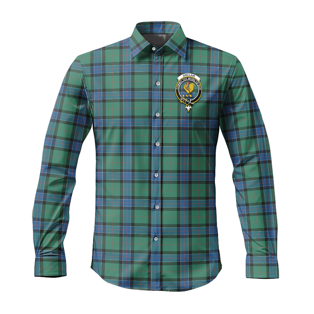 sinclair-hunting-ancient-tartan-long-sleeve-button-up-shirt-with-family-crest