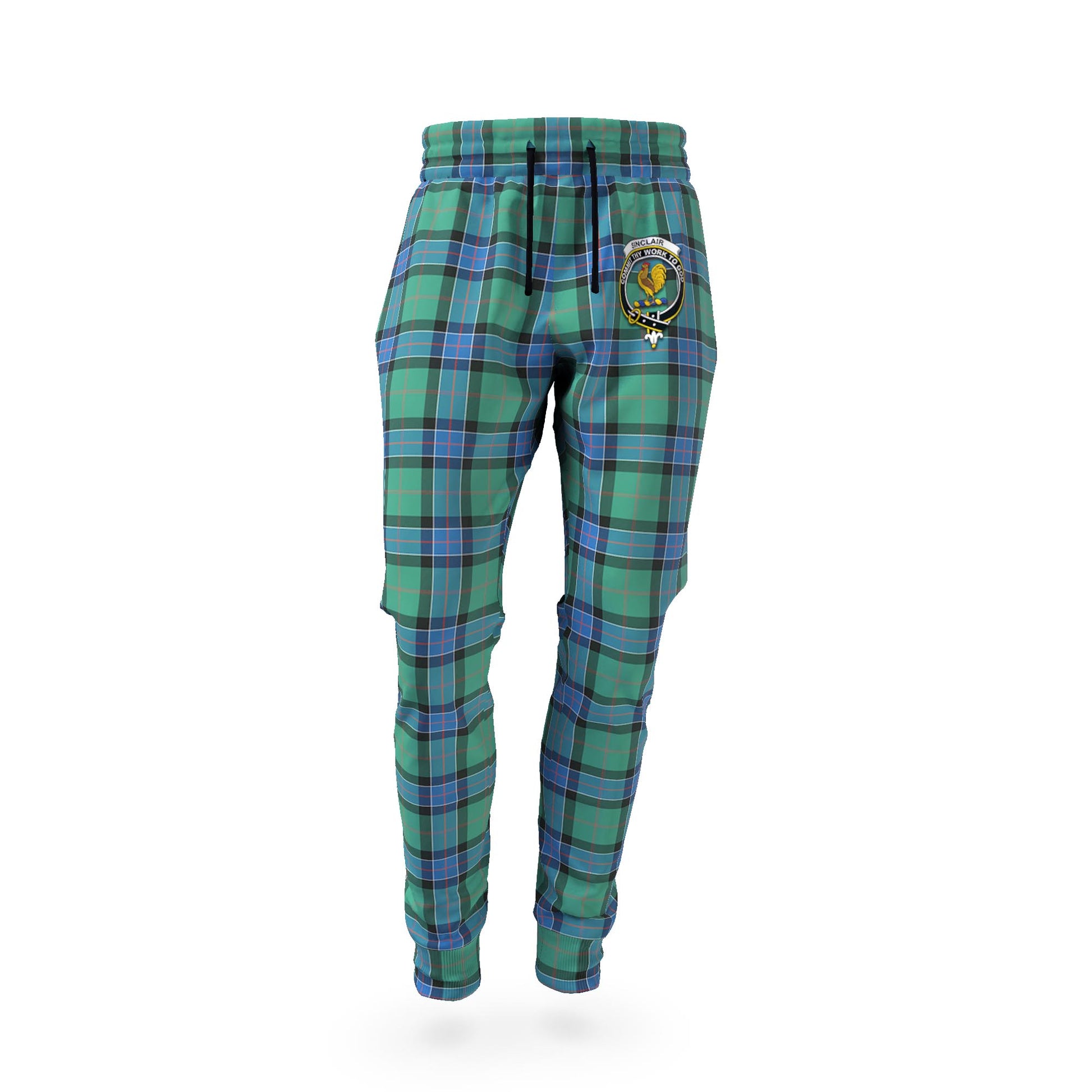 Sinclair Hunting Ancient Tartan Joggers Pants with Family Crest - Tartanvibesclothing Shop