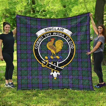 Sinclair Hunting Modern Tartan Quilt with Family Crest