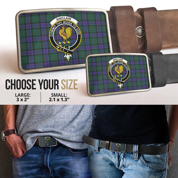 Sinclair Hunting Modern Tartan Belt Buckles with Family Crest