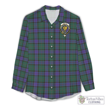 Sinclair Hunting Modern Tartan Womens Casual Shirt with Family Crest