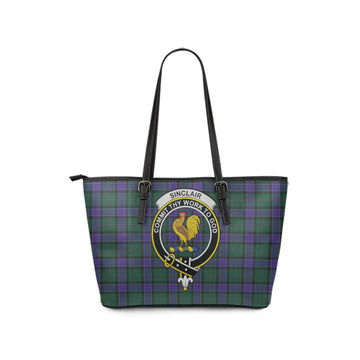 Sinclair Hunting Modern Tartan Leather Tote Bag with Family Crest