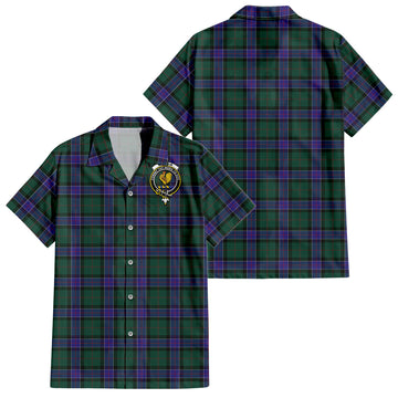 Sinclair Hunting Modern Tartan Short Sleeve Button Down Shirt with Family Crest