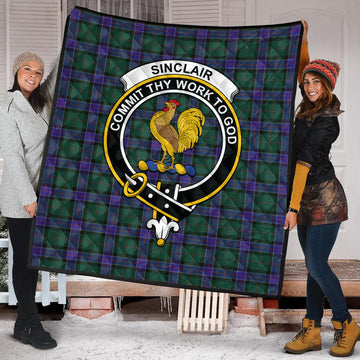 Sinclair Hunting Modern Tartan Quilt with Family Crest