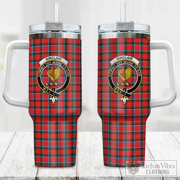 Sinclair Modern Tartan and Family Crest Tumbler with Handle