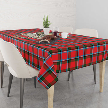 Sinclair Modern Tartan Tablecloth with Clan Crest and the Golden Sword of Courageous Legacy