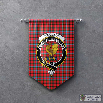 Sinclair Modern Tartan Gonfalon, Tartan Banner with Family Crest