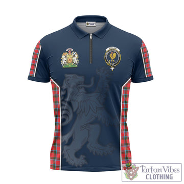 Sinclair Modern Tartan Zipper Polo Shirt with Family Crest and Lion Rampant Vibes Sport Style