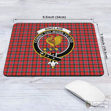 Sinclair Modern Tartan Mouse Pad with Family Crest