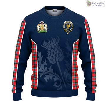 Sinclair Modern Tartan Knitted Sweatshirt with Family Crest and Scottish Thistle Vibes Sport Style