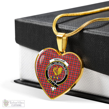 Sinclair Modern Tartan Heart Necklace with Family Crest