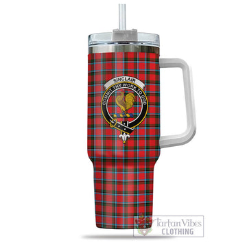 Sinclair Modern Tartan and Family Crest Tumbler with Handle