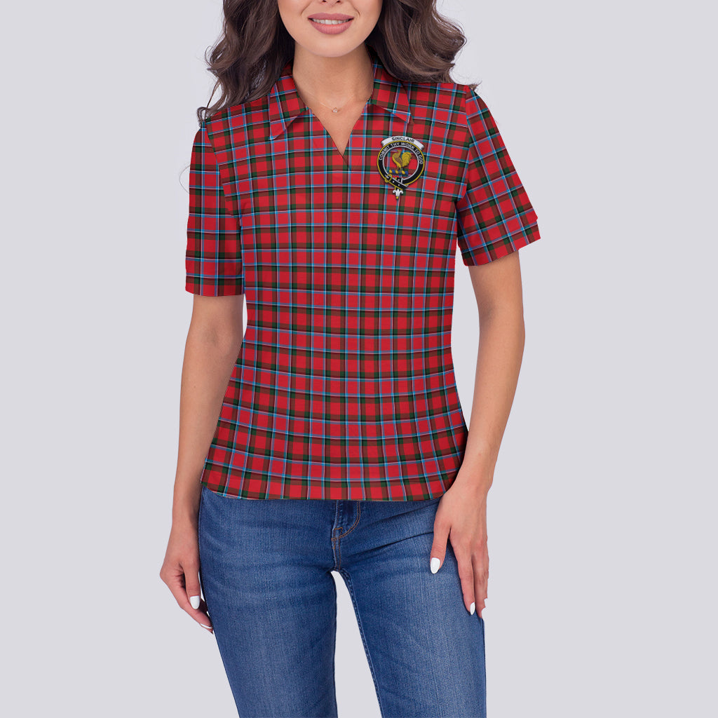 sinclair-modern-tartan-polo-shirt-with-family-crest-for-women