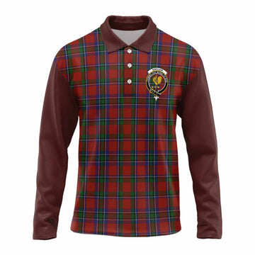 Sinclair Tartan Accent Long Sleeve Polo Shirt with Family Crest