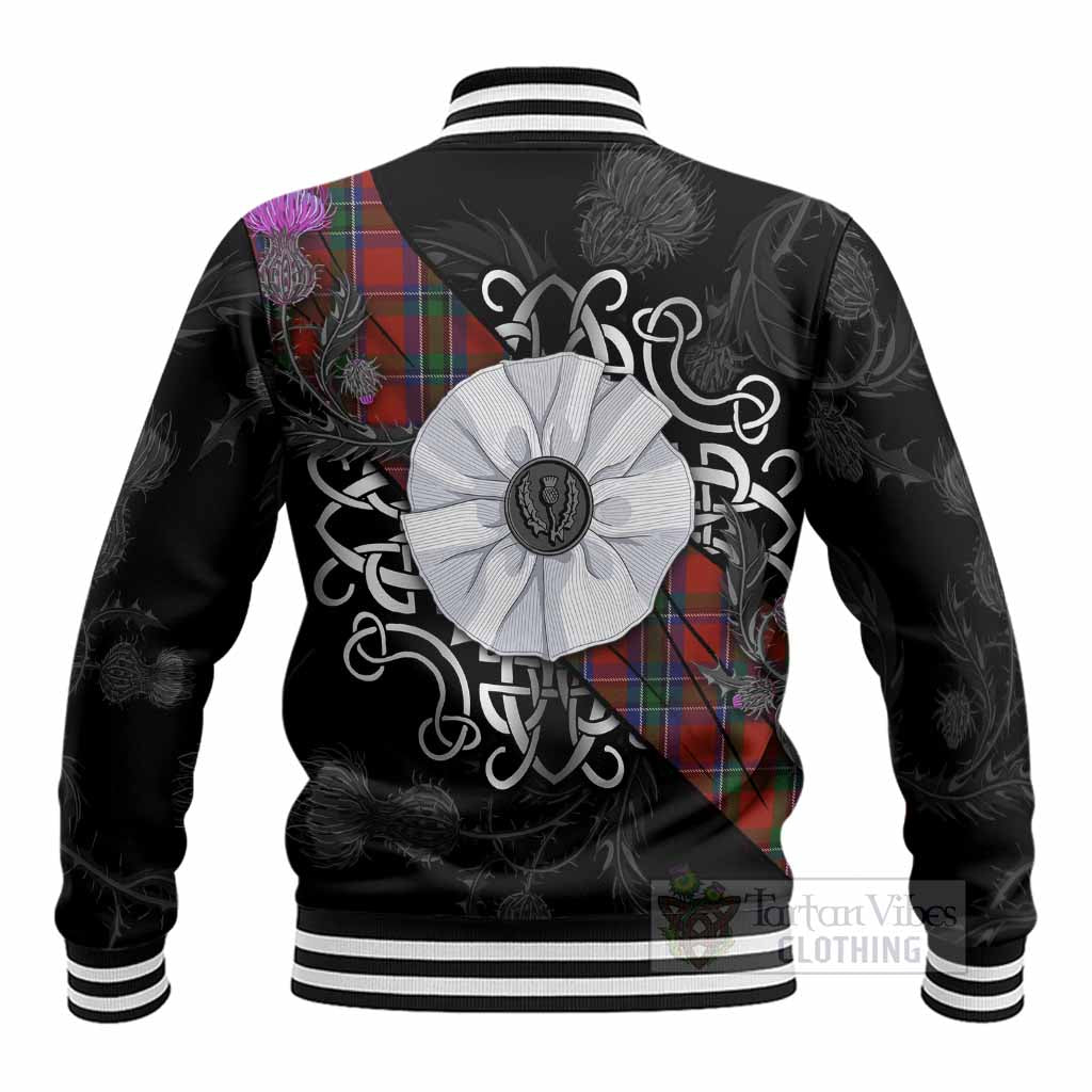 Sinclair Tartan Baseball Jacket Jacobite White Rose - Tartan Vibes Clothing