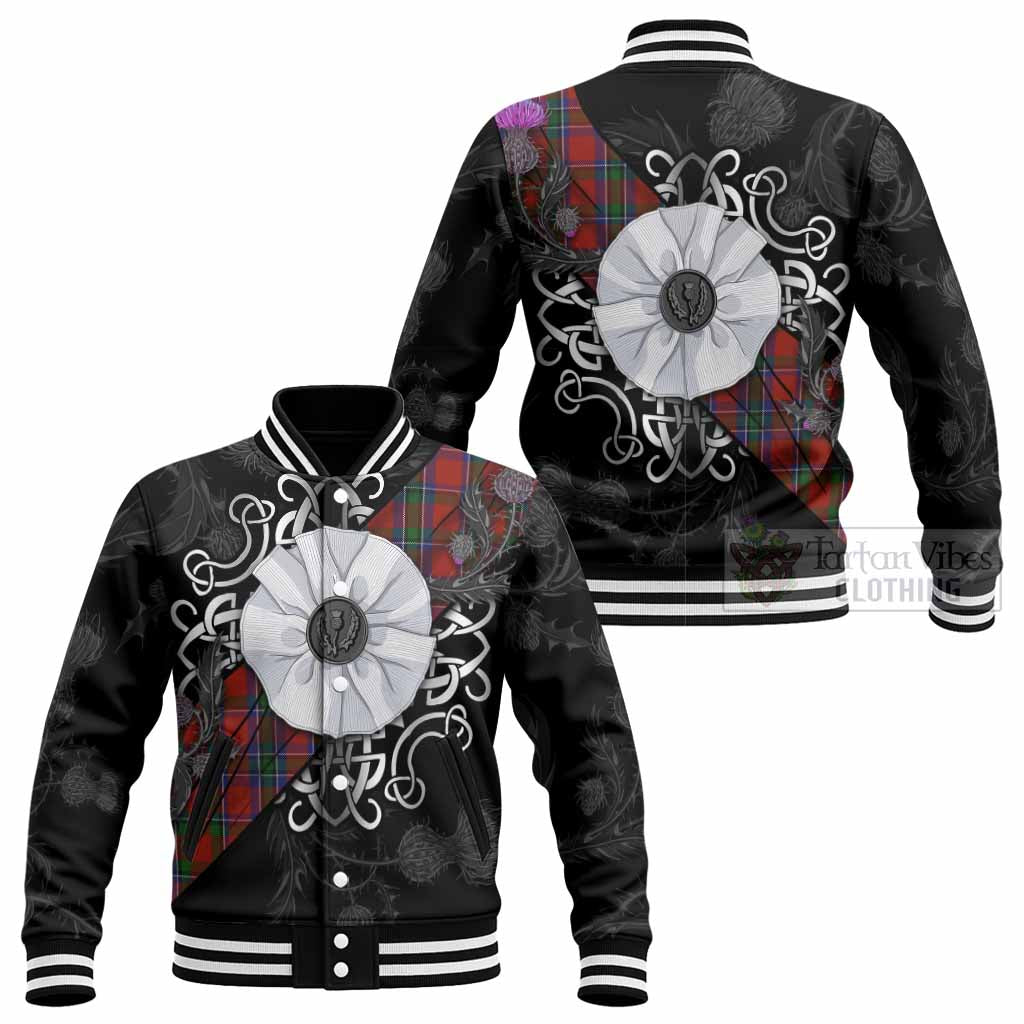 Sinclair Tartan Baseball Jacket Jacobite White Rose - Tartan Vibes Clothing