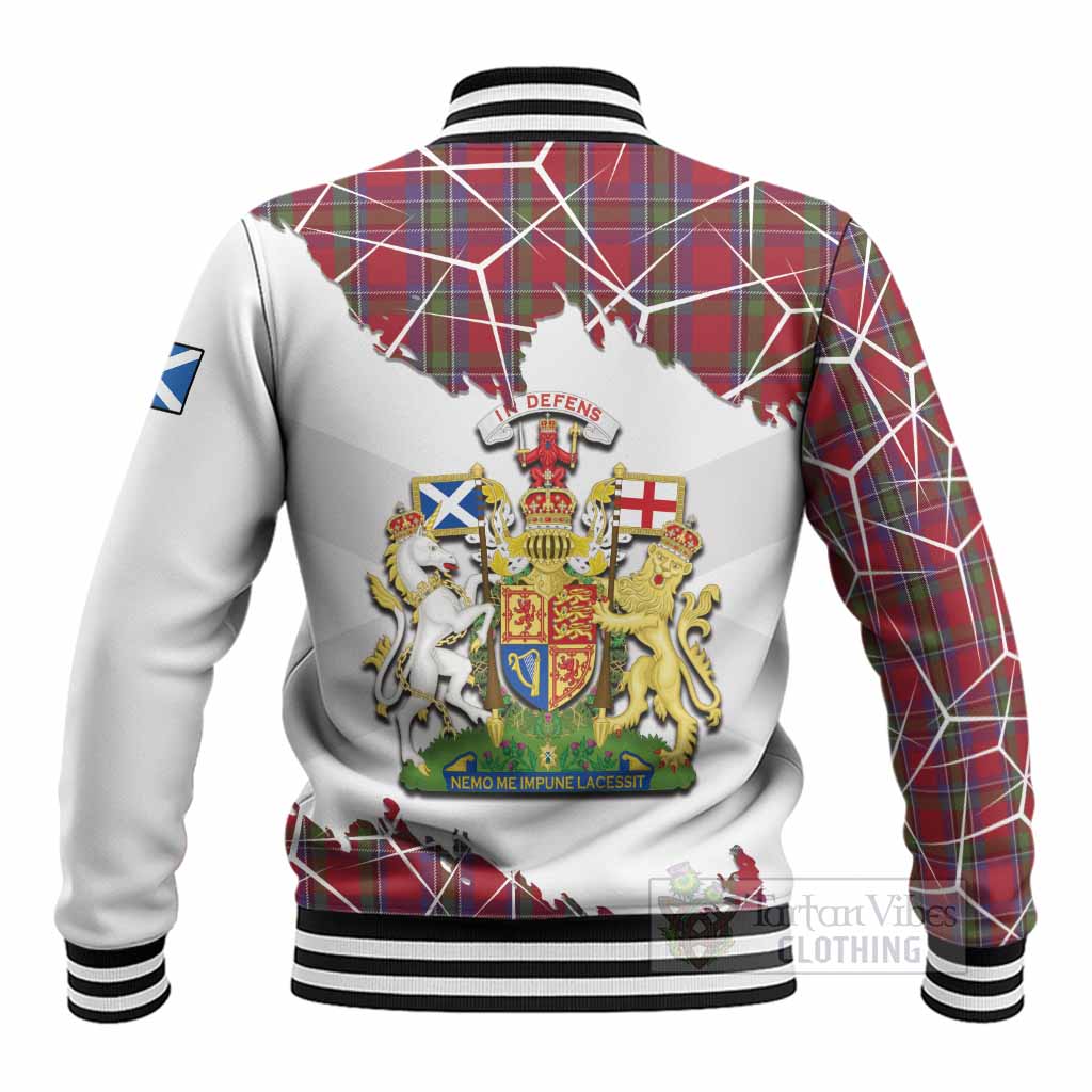 Sinclair Tartan Baseball Jacket with Family Crest and Lion Rampant Grunge Style