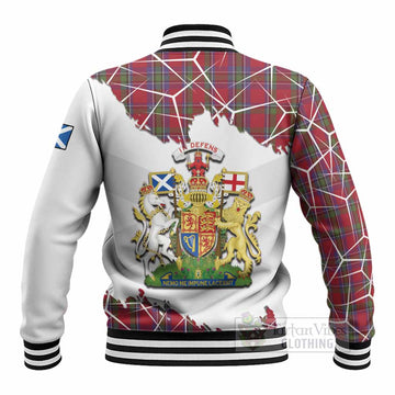 Sinclair Tartan Baseball Jacket with Family Crest and Lion Rampant Grunge Style