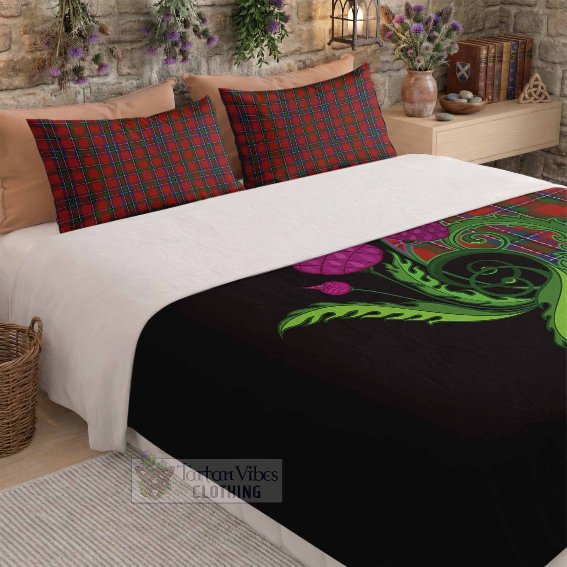 Sinclair Tartan Bedding Set Traditional Scottish Thistle - Tartan Vibes Clothing