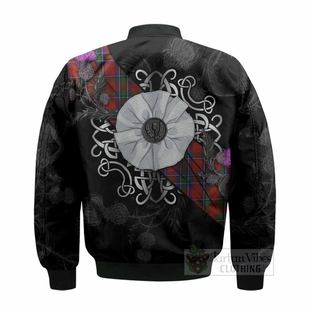 Sinclair Tartan Bomber Jacket Jacobite White Rose - Tartan Vibes Clothing