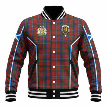 Sinclair Tartan Crest Baseball Jacket Scotland Coat of Arm Flag Style