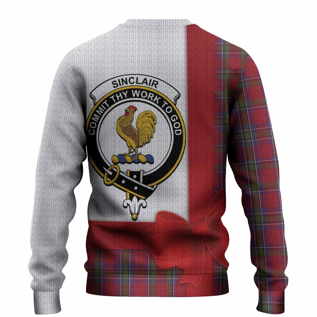 Sinclair Tartan Crest Christmas Christmas Ugly Sweater Highland Cow Bagpipes Coquette Bow Style