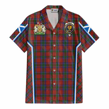 Sinclair Tartan Crest Cotton Hawaiian Shirt Scotland Coat of Arm Flag Style - Tartan Vibes Clothing
