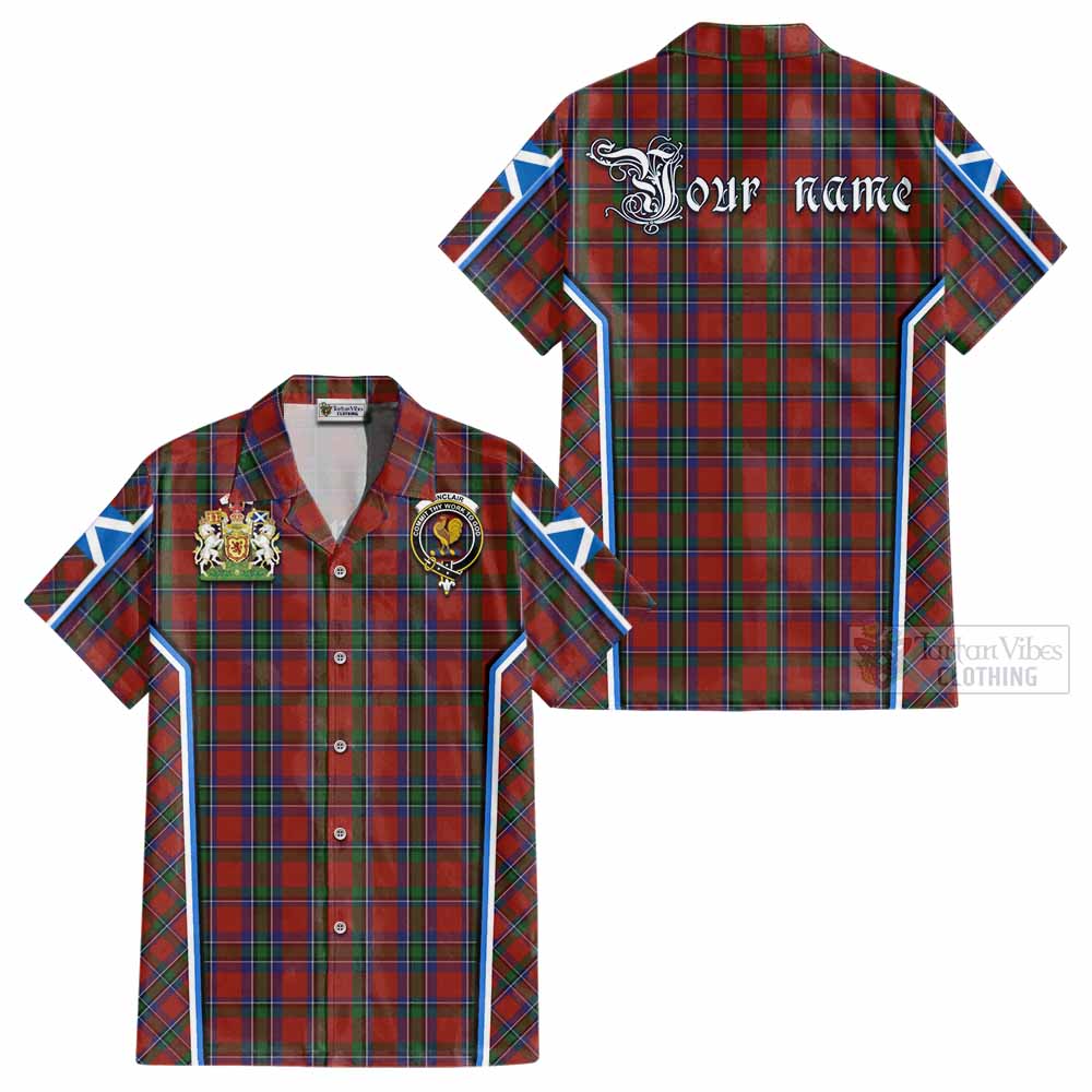 Sinclair Tartan Crest Cotton Hawaiian Shirt Scotland Coat of Arm Flag Style - Tartan Vibes Clothing