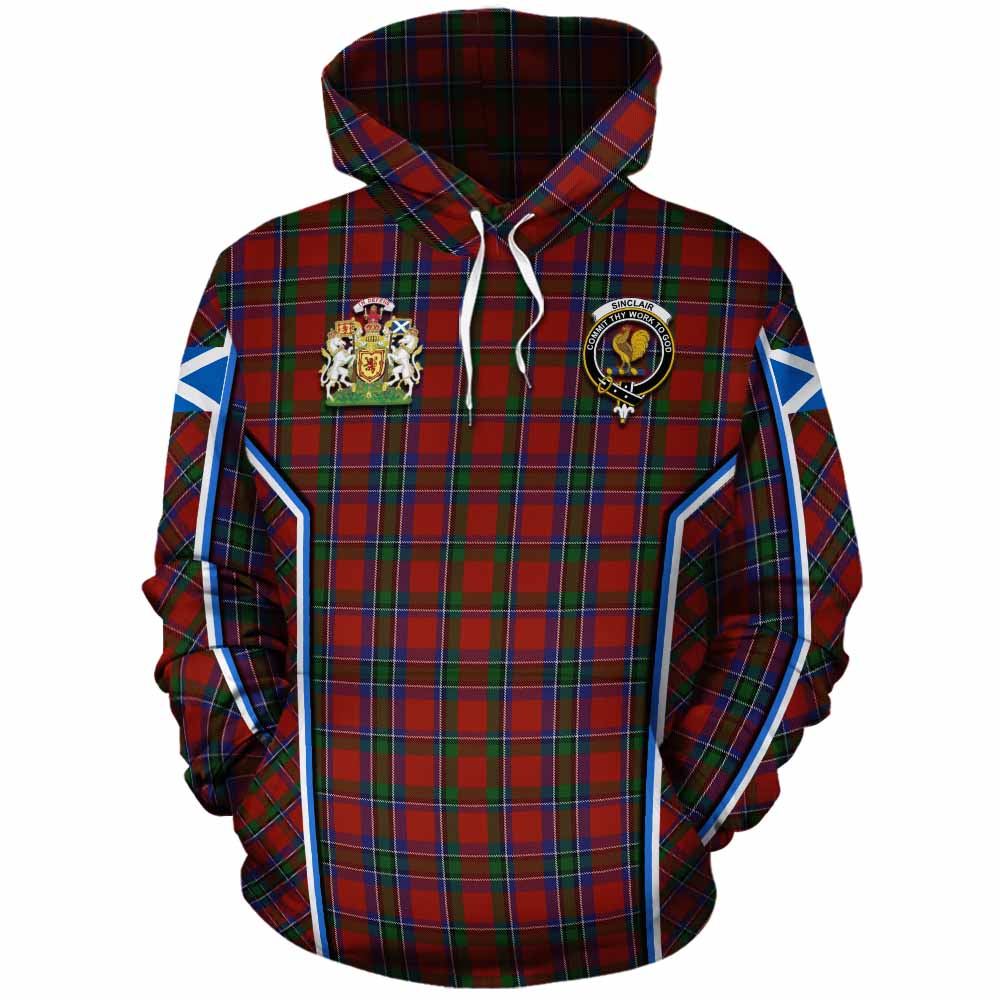 Sinclair Tartan Crest Cotton Hoodie Scotland Coat of Arm Flag Style - Tartan Vibes Clothing