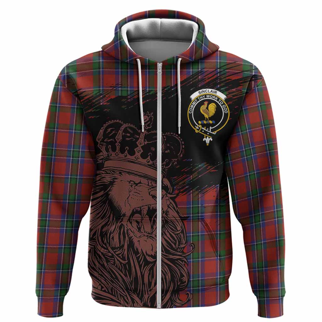Sinclair Tartan Crest Hoodie Crowned Lion Heritage Style
