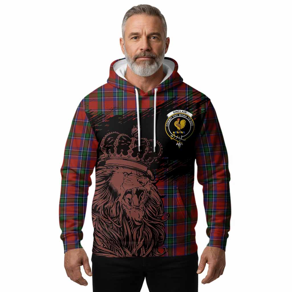 Sinclair Tartan Crest Hoodie Crowned Lion Heritage Style