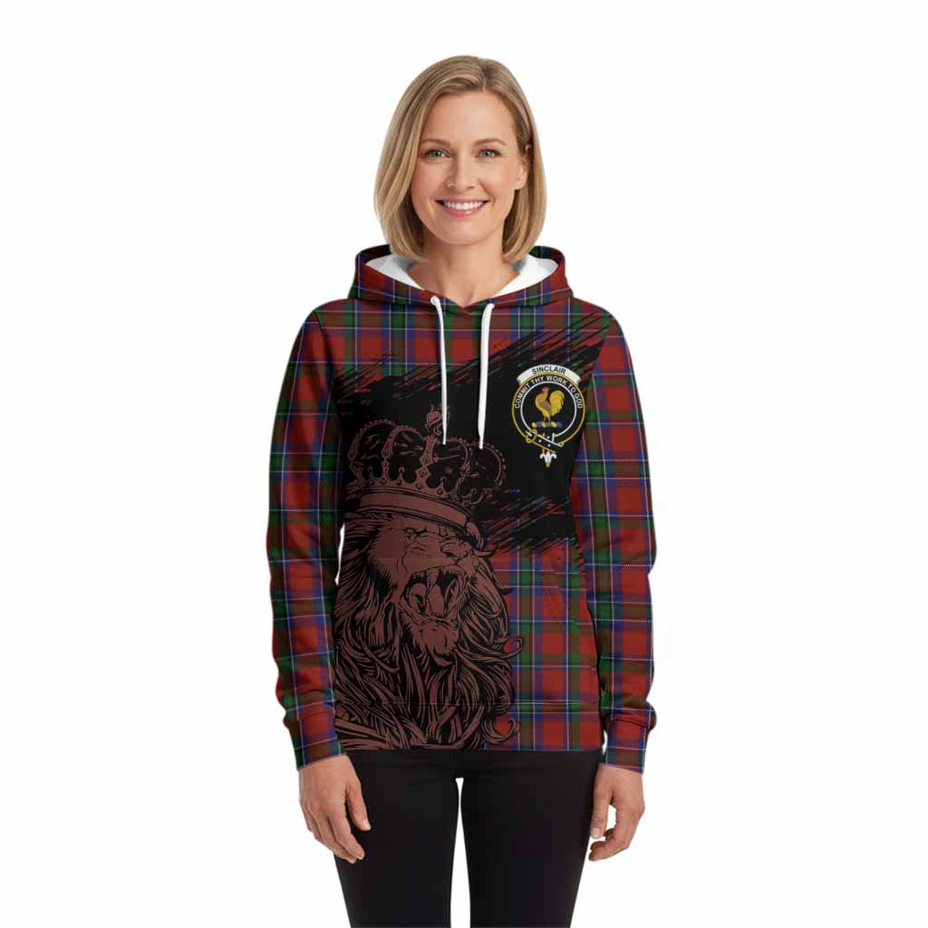 Sinclair Tartan Crest Hoodie Crowned Lion Heritage Style