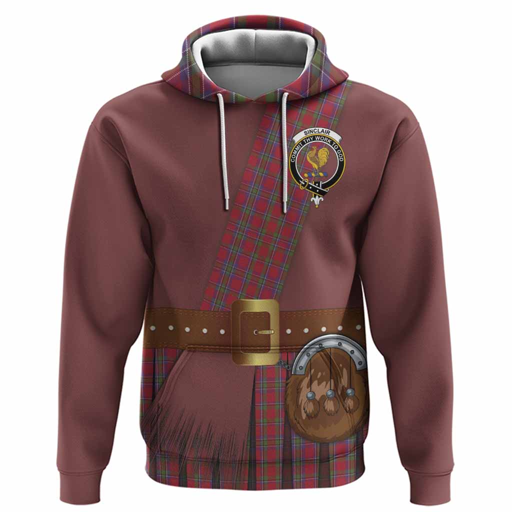 Sinclair Tartan Crest Hoodie Kilt Costume Style