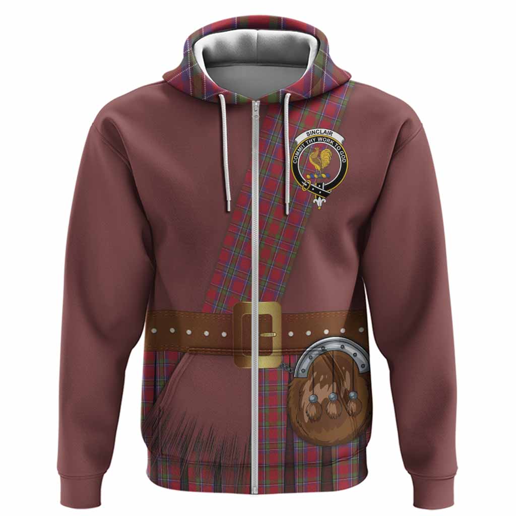 Sinclair Tartan Crest Hoodie Kilt Costume Style