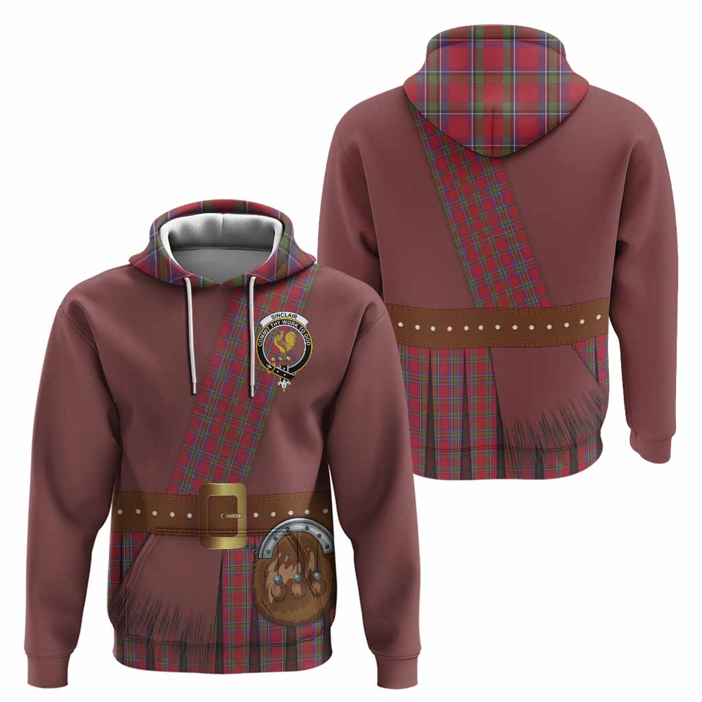 Sinclair Tartan Crest Hoodie Kilt Costume Style