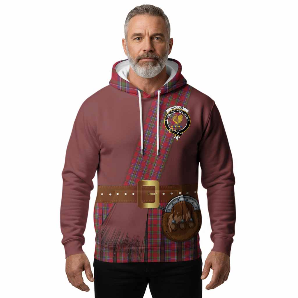 Sinclair Tartan Crest Hoodie Kilt Costume Style