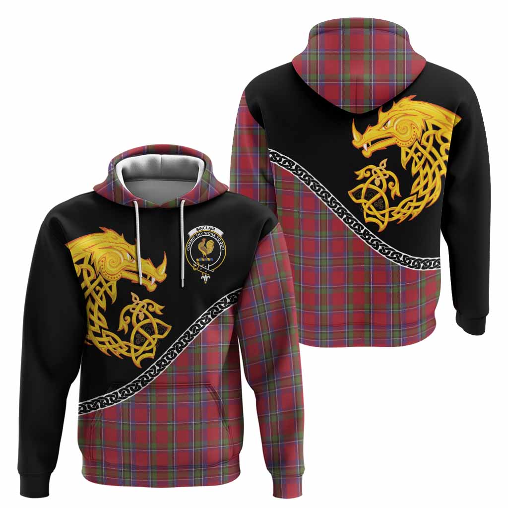 Sinclair Tartan Crest Hoodie Legendary Dragon Knot Half Style