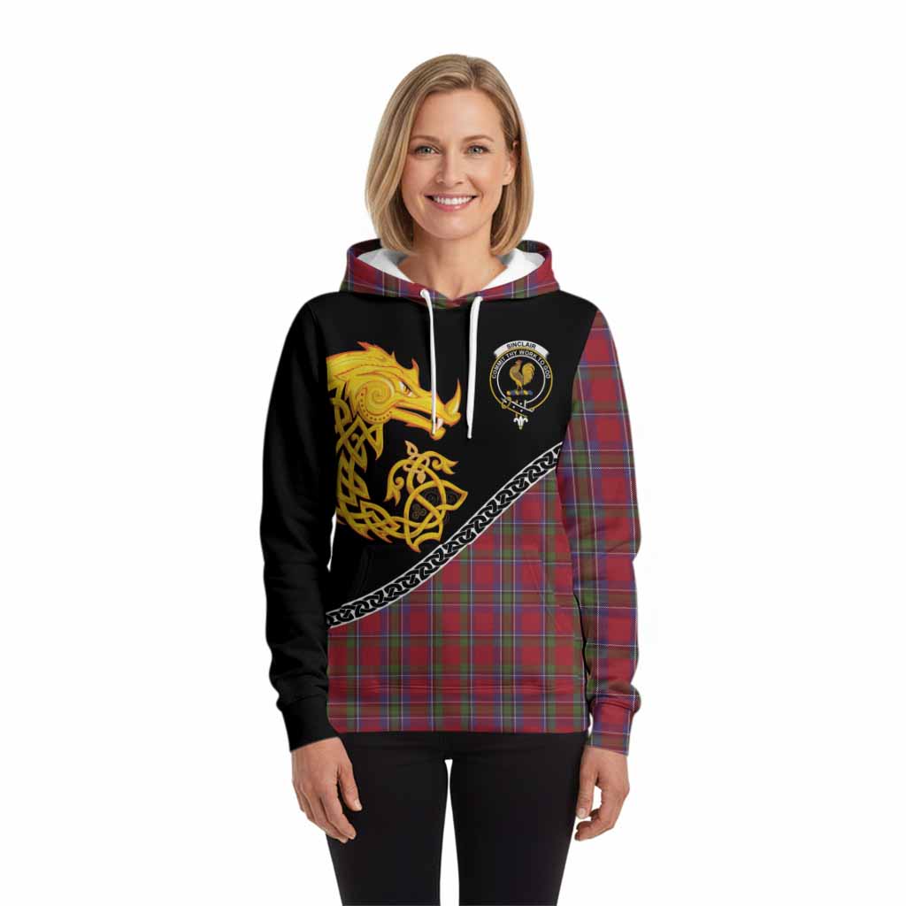 Sinclair Tartan Crest Hoodie Legendary Dragon Knot Half Style